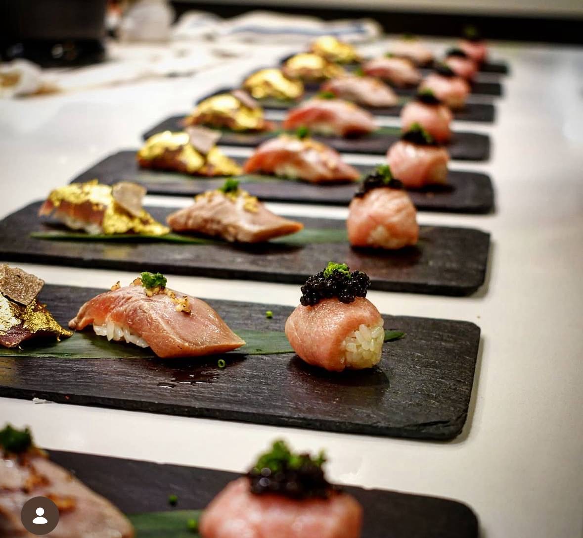 Omakase course on slate boards