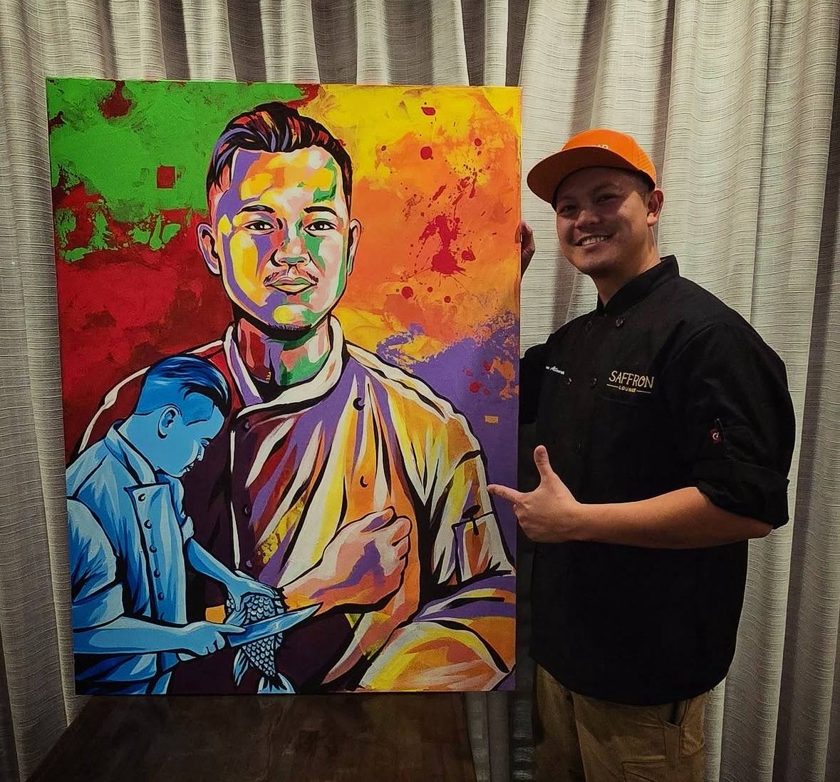 Chef Roman with his pop art portrait
