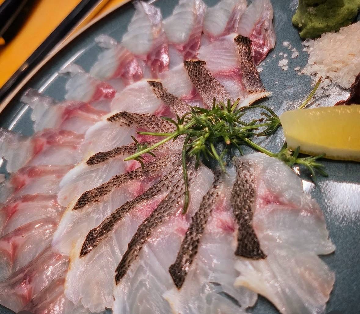 Tai sashimi with citrus
