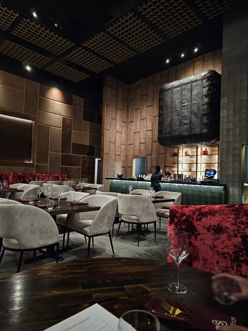 Saffron Lounge bar with sculpture